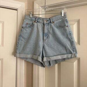 Topshop Light Blue Jean Mom Shorts